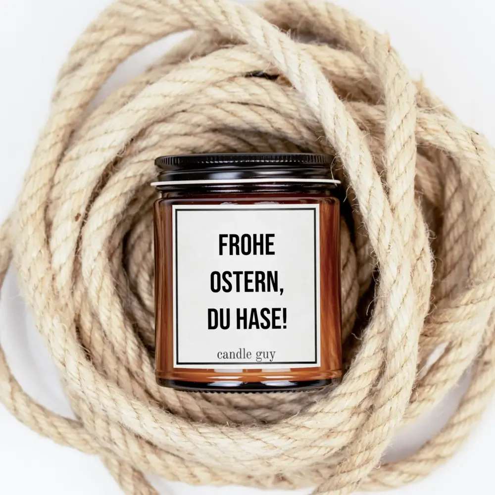 Kerze mit Spruch | Frohe Ostern du Hase! | Farbe Braun – Bild 3