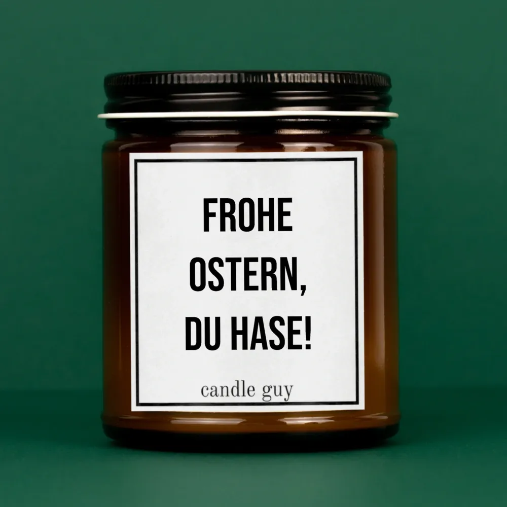 Kerze mit Spruch | Frohe Ostern du Hase! | Farbe Braun